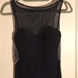 Navy blue formal prom dress with beading